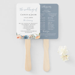 Abanico Programa de bodas botánicas Dusty Slate Blue Peach
