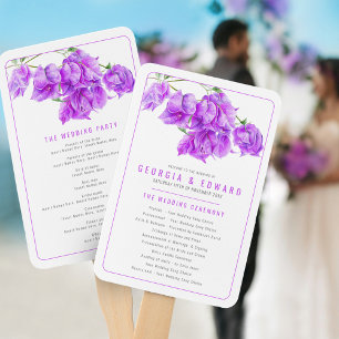 Abanico Programa de bodas con color púrpura de Bougainvill