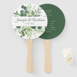 Abanico Programa de Bodas con Guión de Naturaleza Verde de