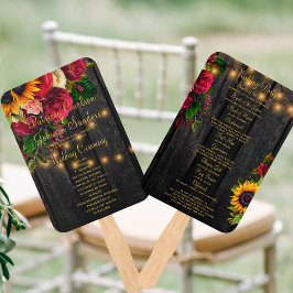 Abanico Programa de bodas con luces de cuerda de madera fl