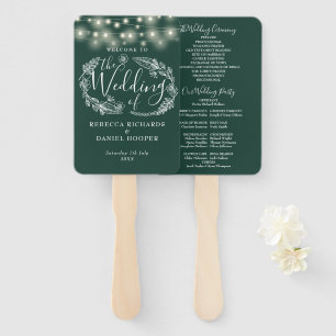 Abanico Programa de Bodas con Luces de Cuerda Verde Esmera