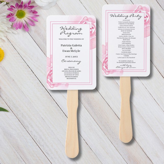 Abanico Programa de bodas con rosas rosas rosas rosas rosa (Subido por el creador)