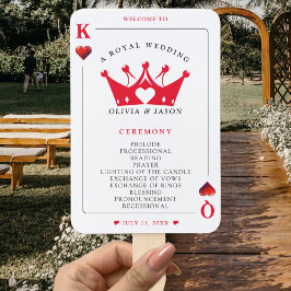 Abanico Programa de Bodas con Tarjeta de Poker Rey y Reina