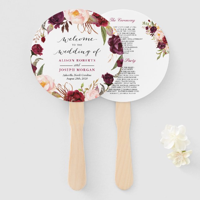 Abanico Programa de Bodas Contemporáneas Florales en Borgo (Anverso y reverso)