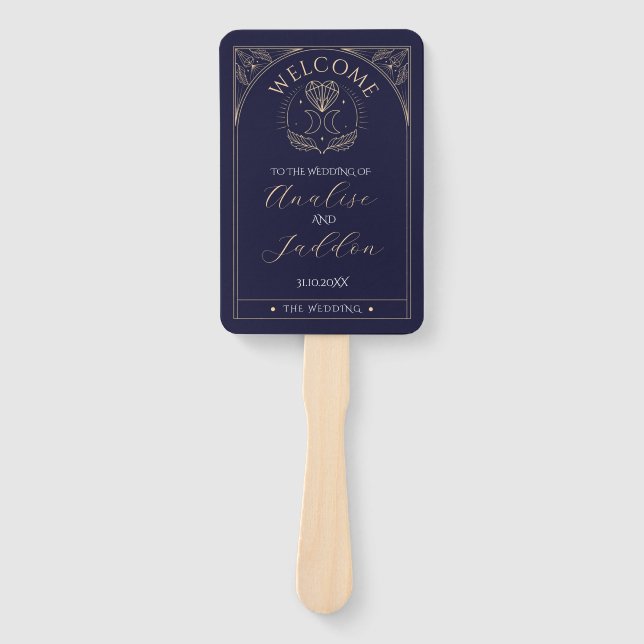 Abanico Programa de Bodas Corazones Cristales Estrellas de (Anverso)