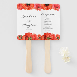 Abanico Programa de bodas de acuarela de espías rojos
