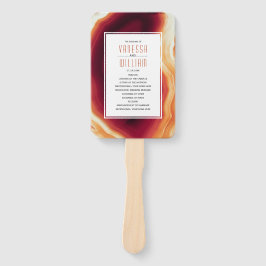 Abanico Programa de bodas de caída de ágata roja y marco