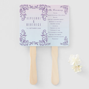 Abanico Programa de bodas de dos novias en lilac