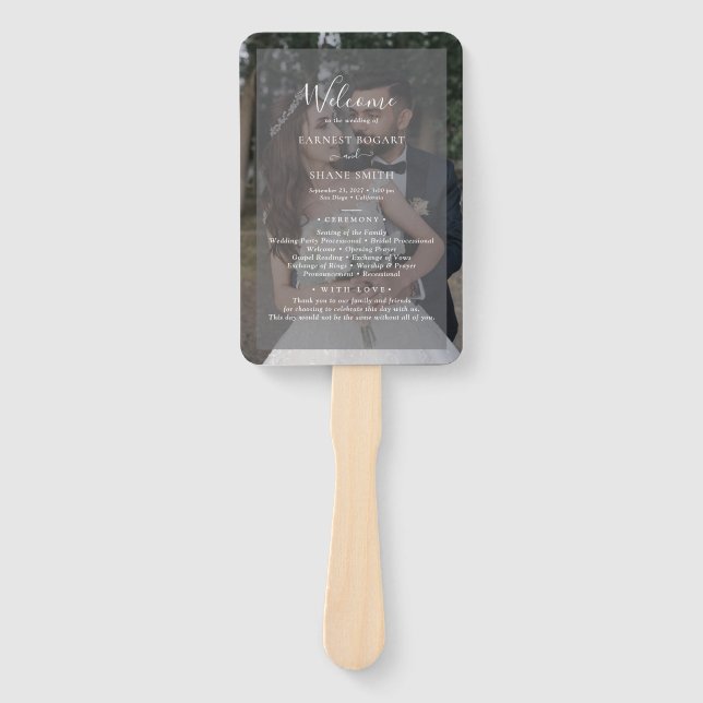 Abanico Programa de Bodas de Fotografía Vellum Black & Whi (Anverso)