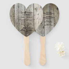 Abanico programa de bodas de grano de madera rústico