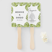 Programa de bodas de hojas de palma verde tropical