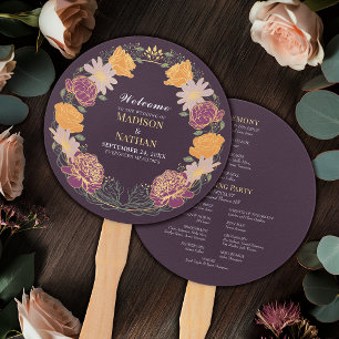 Abanico Programa de bodas de jardín floral encantado de fa