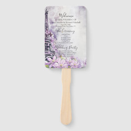 Abanico Programa de Bodas de la Torre Eiffel Lavender Roma