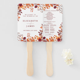 Abanico Programa de bodas de las hojas otoñales rusticas d