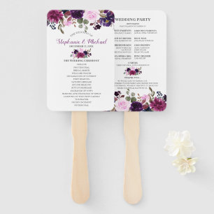 Abanico Programa de bodas de morada con flores de lavanda