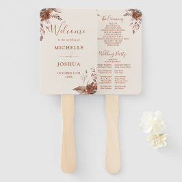 Abanico Programa de bodas de otoño con flores rusticas