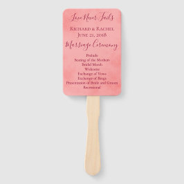 Abanico Programa de bodas de pergamino rosado