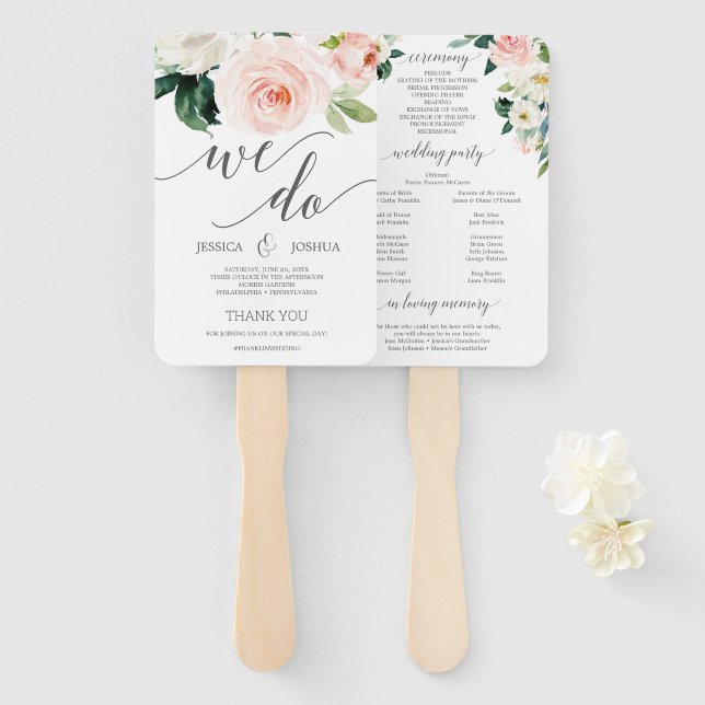 Abanico Programa de bodas de sangre rubor Fans Flores (Anverso y reverso)