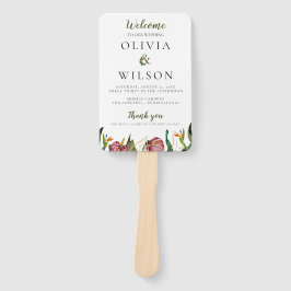 Abanico Programa de bodas de vegetación tropical y cronolo