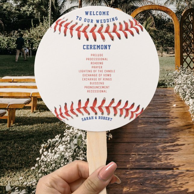 Abanico Programa de Bodas Deportivas de Béisbol (Baseball Sport Wedding Program Hand Fan
)