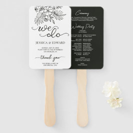Abanico Programa de Bodas Elegantes con Flores Blancas Osc