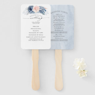 Abanico Programa de Bodas Elegantes Florales Azules