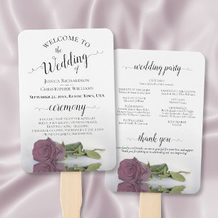 Abanico Programa de Bodas Elegantes Rosa Rosa de Dusty Mau