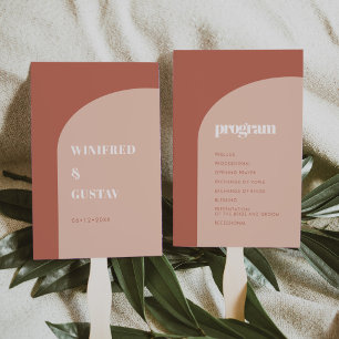 Abanico programa de bodas en arco de barro de moda