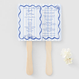 Abanico Programa de bodas en la playa de borde ondulado az