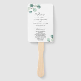 Abanico Programa de bodas Eucalyptus Elegante Simple Green
