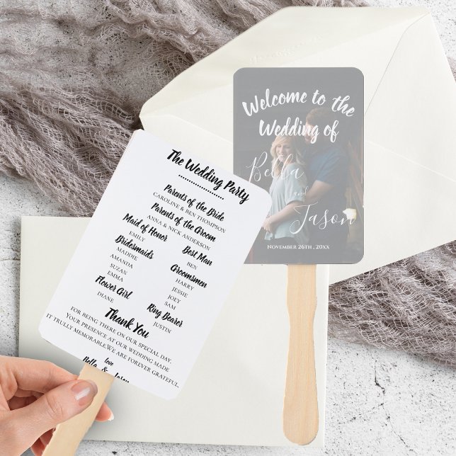 Abanico Programa de Bodas Faux Vellum Elegant Wedding Day (Wedding Program Faux Vellum Elegant Wedding Day Hand Fan)