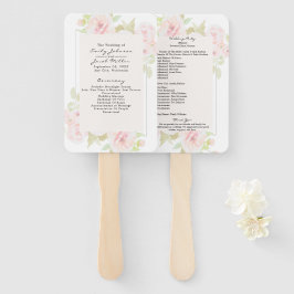Abanico Programa de Bodas Floral de Rosa Rosa Acuarela
