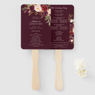 Abanico Programa de bodas florales de Borgoña Marsala V2