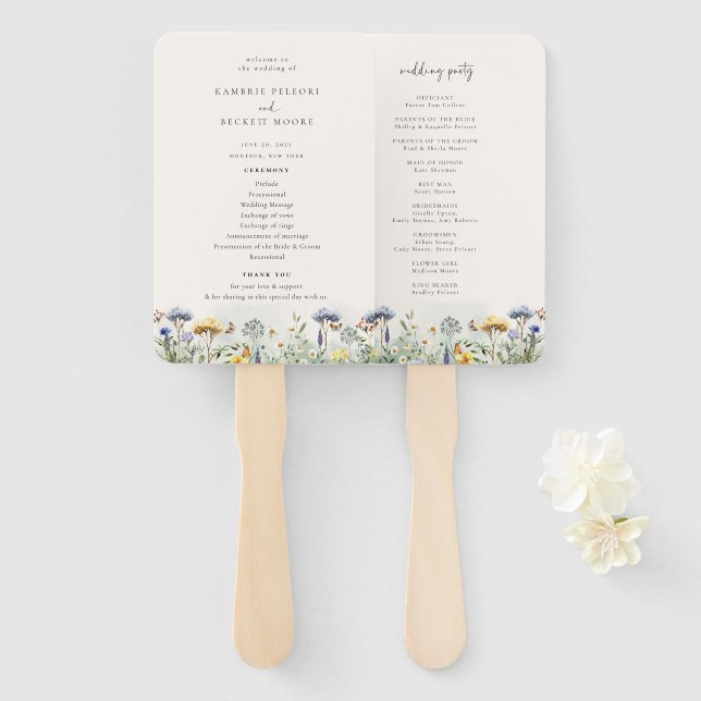 Abanico Programa de Bodas Florales en Floral de Wild Meado (Anverso y reverso)