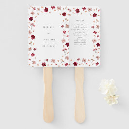 Abanico Programa de Bodas Florales y Rosa Rojo Presionado