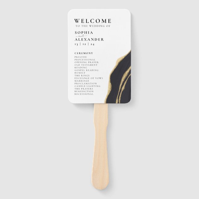 Abanico Programa de bodas Golden agate gemstone Set de fan (Anverso)