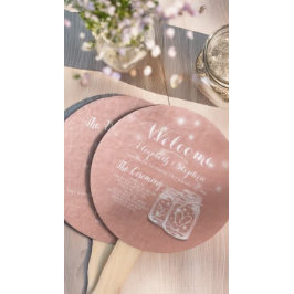 Abanico Programa de bodas Mason Jars String Lights Rosa Go