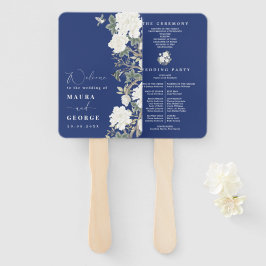 Abanico Programa de bodas Navy Blue Ivory Chinoiserie