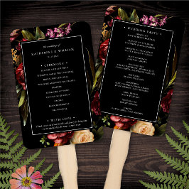 Abanico Programa de Bodas Negras Florales Oscuras + Moody