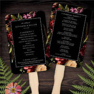 Abanico Programa de Bodas Negras Florales Oscuras + Moody