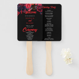 Abanico Programa de Bodas Oscuras Florales Negras y Rojas