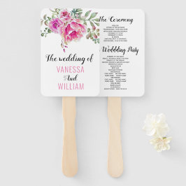 Abanico Programa de bodas para la tipografía de flores de
