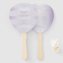 Abanico Programa de bodas | Rayas de brillo Lilac Monogram