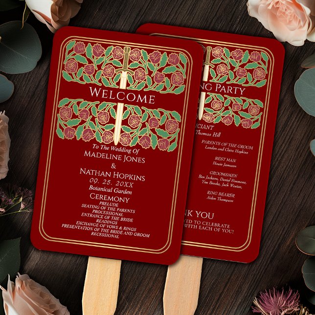 Abanico Programa de Bodas Reales con Espada Floral de Oro  (Subido por el creador)