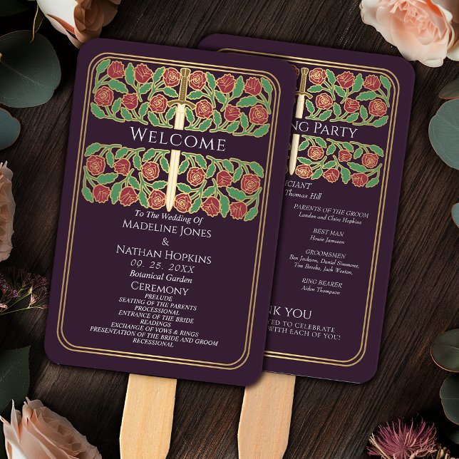 Abanico Programa de Bodas Reales Espada Floral Berenjena G (Subido por el creador)
