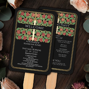 Abanico Programa de Bodas Reales Espada Floral de Oro Negr