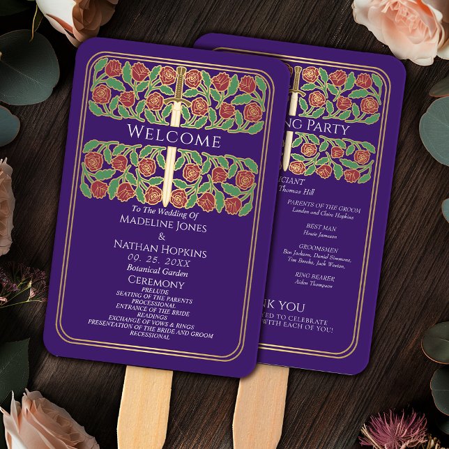 Abanico Programa de Bodas Reales Espada Floral de Oro Púrp (Subido por el creador)