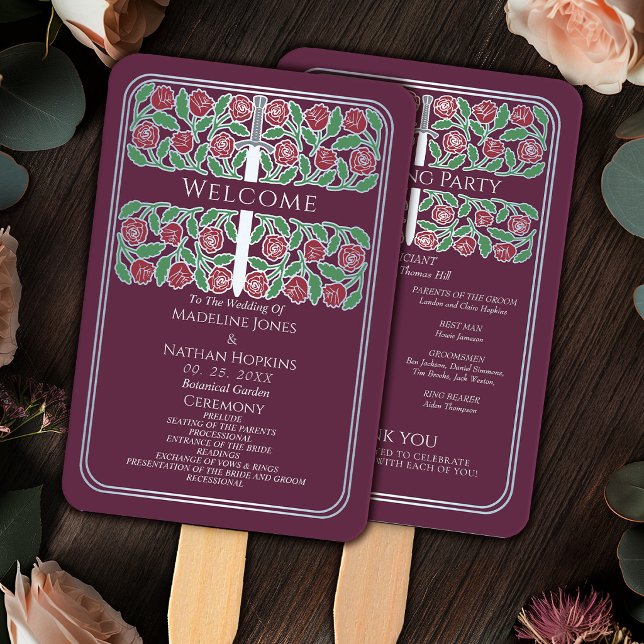 Abanico Programa de Bodas Reales Espada Floral Plateada Ma (Subido por el creador)