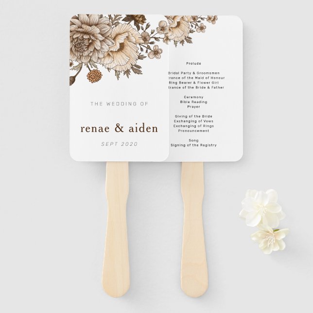Abanico Programa de bodas rusticas, Boho Woodland (Anverso y reverso)