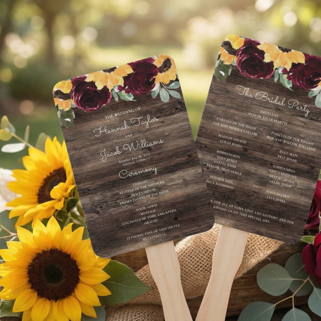 Abanico Programa de Bodas Rústicas de Madera para Rosas y  (Subido por el creador)